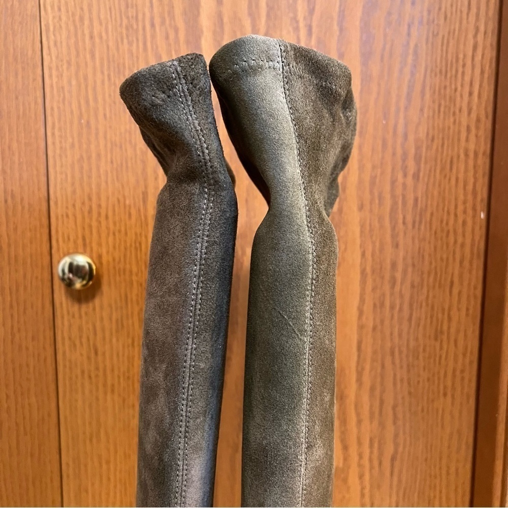 Dirndl + Bua Olive Green Suede Tall Riding Boots Sz-37 - Picture 4 of 11